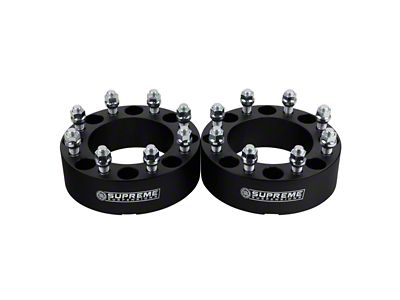 Supreme Suspensions 2-Inch Pro Billet Hub and Wheel Centric Wheel Spacers; Black; Set of Two (11-17 Silverado 2500 HD SRW)