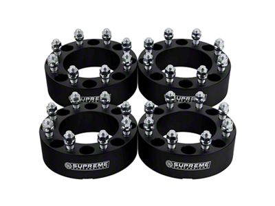 Supreme Suspensions 1.25-Inch PRO Billet 8 x 165.1mm to 8 x 180mm Wheel Adapters; Black; Set of Four (07-10 Silverado 3500 HD SRW)