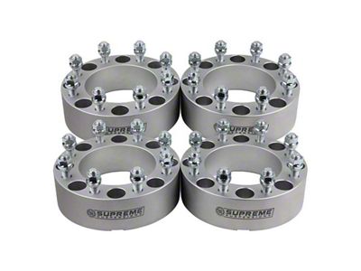 Supreme Suspensions 1.25-Inch PRO Billet 8 x 165.1mm to 8 x 180mm Wheel Adapters; Silver; Set of Four (07-10 Silverado 3500 HD SRW)