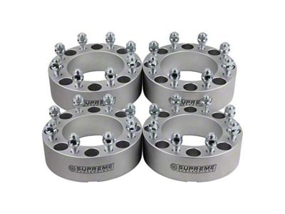 Supreme Suspensions 1.50-Inch PRO Billet 8 x 165.1mm to 8 x 180mm Wheel Adapters; Silver; Set of Four (07-10 Silverado 3500 HD SRW)