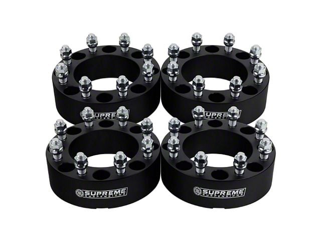 Supreme Suspensions 2-Inch PRO Billet 8 x 165.1mm to 8 x 180mm Wheel Adapters; Black; Set of Four (07-10 Silverado 3500 HD SRW)