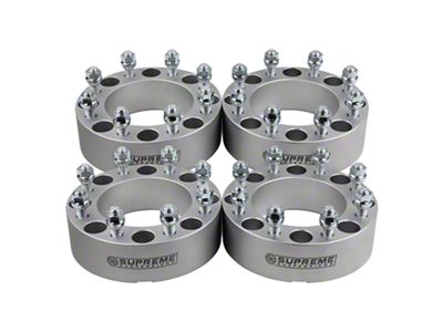 Supreme Suspensions 2-Inch PRO Billet 8 x 165.1mm to 8 x 180mm Wheel Adapters; Silver; Set of Four (07-10 Silverado 3500 HD)