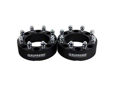 Supreme Suspensions 2-Inch Pro Billet Hub and Wheel Centric Wheel Spacers; Black; Set of Two (11-17 Silverado 3500 HD SRW)