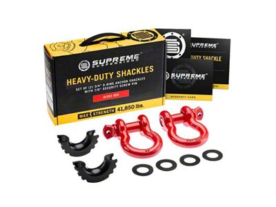 Supreme Suspensions 3/4-Inch D-Ring Shackle Kit; Red