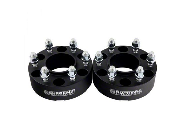 Supreme Suspensions 2-Inch Pro Billet Hub Centric Wheel Spacers; Black; Set of Two (07-20 Tahoe)