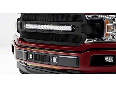 T-REX Grilles Torch Series Lower Bumper Grille Insert with 3-Inch LED Cube Lights; Black (18-20 2.7L/3.5L EcoBoost F-150, Excluding Raptor)