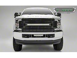 T-REX Grilles Stealth Torch Series Upper Replacement Grille with 30-Inch LED Light Bar; Black (17-19 F-350 Super Duty)