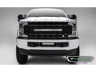 T-REX Grilles Torch AL Series Upper Replacement Grille with 30-Inch LED Light Bar; Black (17-19 F-350 Super Duty)