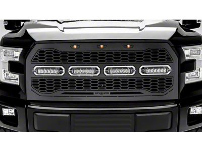 T-REX Grilles Revolver Series Upper Replacement Grille with 6-Inch LED Light Bars; Black (15-17 F-150, Excluding Raptor)
