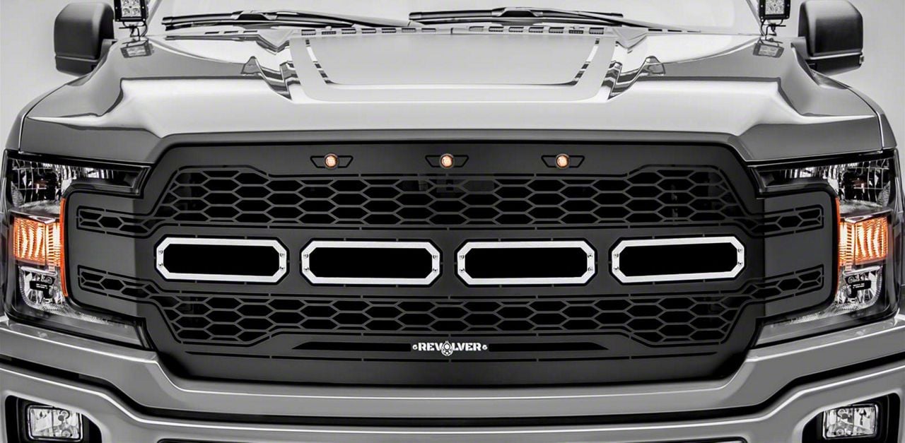 T-REX Grilles Revolver Series Upper Replacement Grille with Running Lights; Black (18-20 F-150, Excluding Raptor)