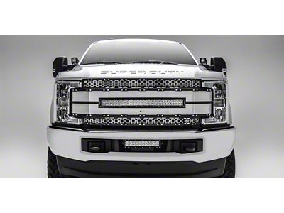 T-REX Grilles Torch AL Series Upper Replacement Grille with 30-Inch LED Light Bar; Brushed (17-19 F-250 Super Duty w/ Forward Facing Camera)