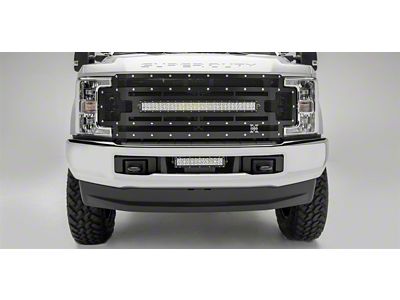 T-REX Grilles Torch Series Upper Replacement Grille with 30-Inch LED Light Bar; Black (17-19 F-250 Super Duty w/o Forward Facing Camera)