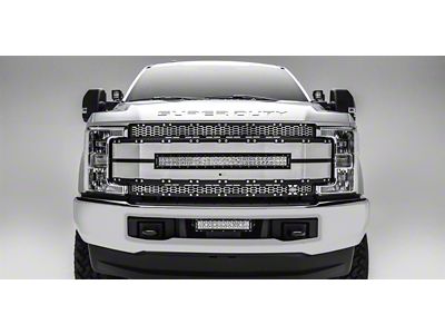 T-REX Grilles Torch AL Series Upper Replacement Grille with 30-Inch LED Light Bar; Brushed (17-19 F-350 Super Duty w/ Forward Facing Camera)