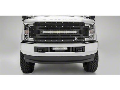 T-REX Grilles Torch Series Upper Replacement Grille with 30-Inch LED Light Bar; Black (17-19 F-350 Super Duty w/o Forward Facing Camera)