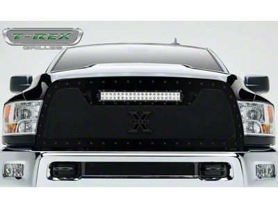 T-REX Grilles Stealth Torch Series Upper Replacement Grille with 20-Inch LED Light Bar; Black (10-12 RAM 2500)
