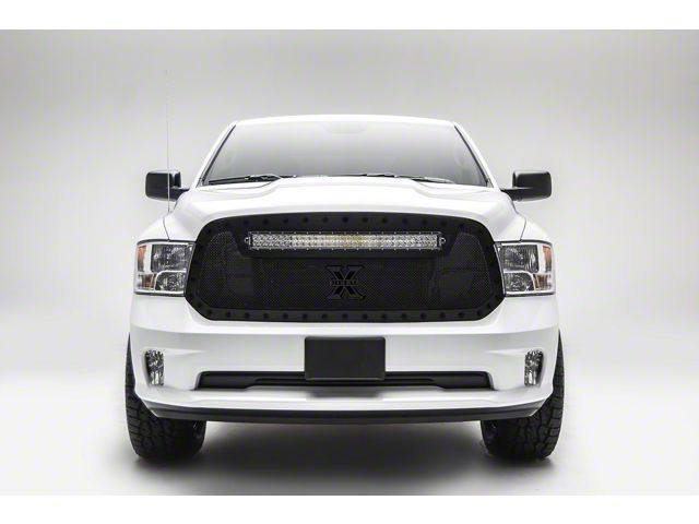 T-REX Grilles Stealth Torch Series Upper Replacement Grille with 30-Inch LED Light Bar; Black (13-18 RAM 1500, Excluding Rebel)
