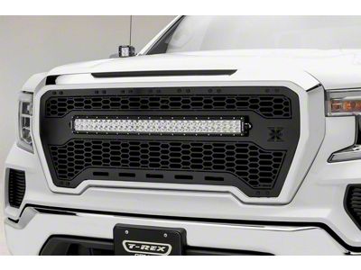 T-REX Grilles Stealth Laser Torch Series Upper Grille Insert with 30-Inch LED Light Bar; Black (19-21 Sierra 1500)