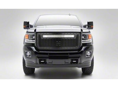 T-REX Grilles Stealth Laser Torch Series Upper Grille Insert with 30-Inch LED Light Bar; Black (15-19 Sierra 2500 HD)