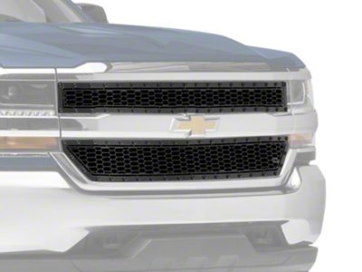 T-REX Grilles Stealth Laser X-Metal Series Upper Grille Overlay; Black (16-18 Silverado 1500 w/o Z71 Package)