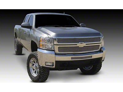 T-REX Grilles Billet Series Upper Overlay Grilles; Polished (07-10 Silverado 2500 HD)