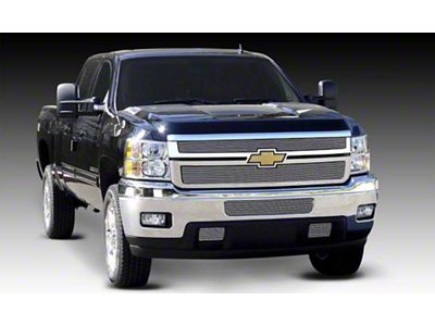 T-REX Grilles Billet Series Upper Overlay Grilles; Polished (11-14 Silverado 2500 HD)