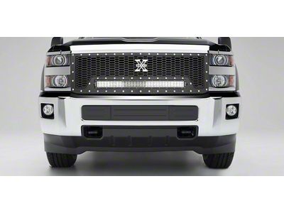 T-REX Grilles Laser Torch Series Upper Replacement Grille with 30-Inch LED Light Bar; Black (15-19 Silverado 2500 HD)