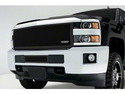 T-REX Grilles Upper Class Series Mesh Upper Replacement Grille; Black (15-19 Silverado 2500 HD)