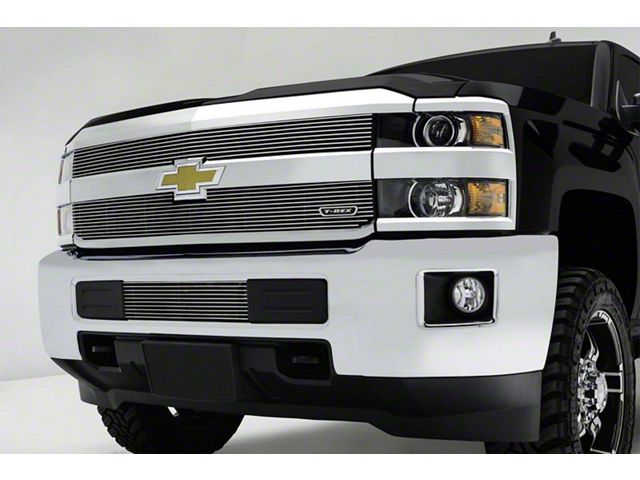 T-REX Grilles Billet Series Upper Overlay Grilles; Polished (15-19 Silverado 3500 HD, Excluding High Country)