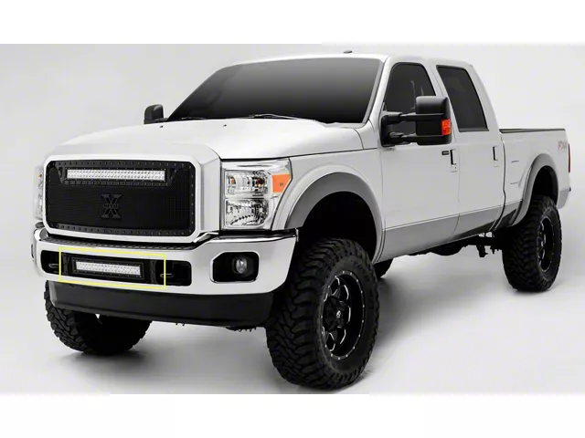 T-REX Grilles Stealth Torch Series Lower Grille with 20-Inch LED Light Bar; Black (11-16 F-250 Super Duty)