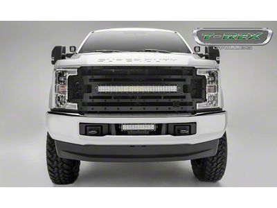 T-REX Grilles Stealth Torch Series Upper Replacement Grille with 30-Inch LED Light Bar; Black (17-19 F-250 Super Duty)