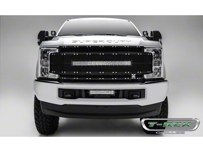 T-REX Grilles Torch AL Series Upper Replacement Grille with 30-Inch LED Light Bar; Black (17-19 F-250 Super Duty)