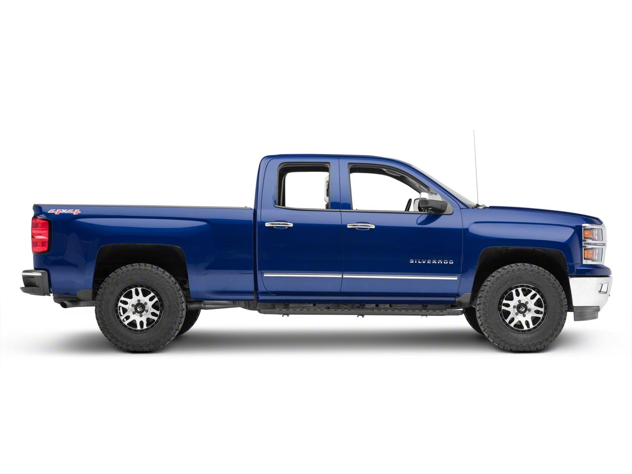 Black HEX Hoop Side Step Running Boards For 2009-2018 Chevy Silverado Extended Cab - 2-Piece Steel Nerf Bars With Hardware
