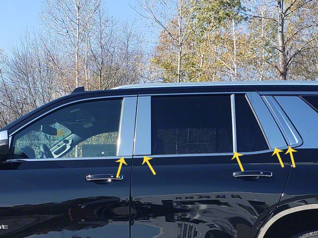 10-Piece Pillar Post Trim; Stainless Steel (21-24 Tahoe)