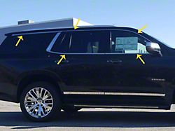 10-Piece Window Trim Package; Stainless Steel (21-25 Tahoe)