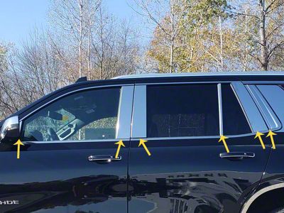 12-Piece Pillar Post Trim; Stainless Steel (21-25 Tahoe)