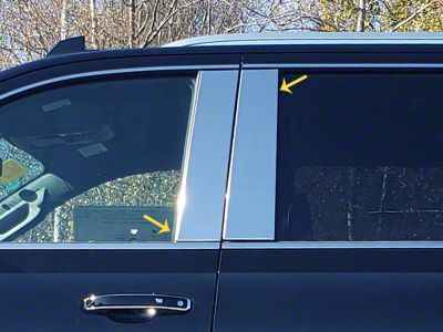 4-Piece Pillar Post Trim; Stainless Steel (21-25 Tahoe)