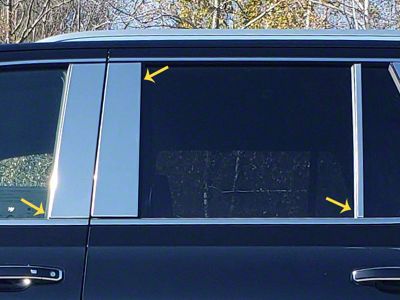 6-Piece Pillar Post Trim; Stainless Steel (21-25 Tahoe)