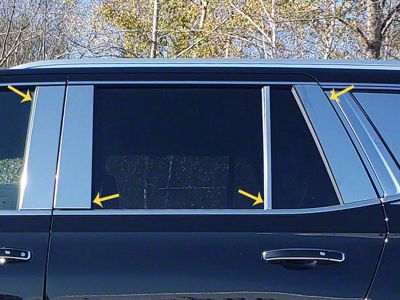 8-Piece Pillar Post Trim; Stainless Steel (21-25 Tahoe)