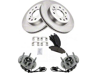 Ceramic 6-Lug Brake Rotor, Pad and Wheel Bearing Kit; Front (2007 4WD Tahoe w/ Active Brake Control)