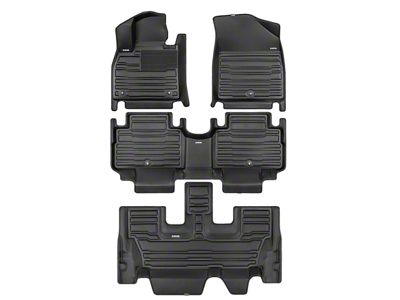 Custom Front, Rear and Third Row Floor Mats; Black (21-24 Tahoe w/ Third Row Seats)