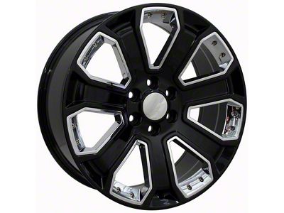 CV93B Black with Chrome Insert 6-Lug Wheel; 22x9; 24mm Offset (21-25 Tahoe)