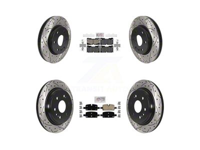 Drilled and Slotted 6-Lug Brake Rotor and Ceramic Pad Kit; Front and Rear (21-25 Tahoe, Excluding Police)