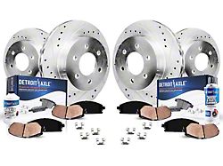 Drilled and Slotted 6-Lug Brake Rotor, Pad, Brake Fluid and Cleaner Kit; Front and Rear (08-14 Tahoe, Excluding Police)