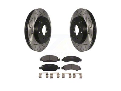 Drilled and Slotted 6-Lug Brake Rotor and Semi-Metallic Pad Kit; Front (08-20 Tahoe, Excluding Police)