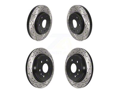 Drilled and Slotted 6-Lug Rotors; Front and Rear (21-25 Tahoe, Excluding Police)