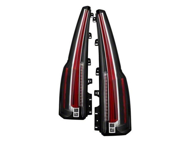 Escalade Style LED Tail Lights; Black Housing; Clear Lens (15-20 Tahoe)