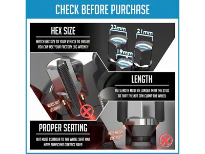 ET OEM Factory Style Black Lug Nut Kit; M14 x 1.5; Set of 24 (07-25 Tahoe)