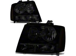 Factory Style Headlights with Amber Corners; Black Housing; Smoked Lens (07-14 Tahoe)