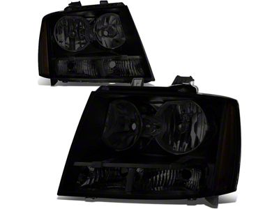 Factory Style Headlights with Amber Corners; Black Housing; Smoked Lens (07-14 Tahoe)