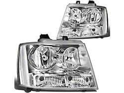Factory Style Headlights with Clear Corners; Chrome Housing; Clear Lens (07-14 Tahoe)
